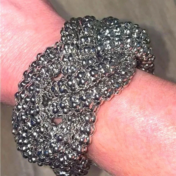 SILVER TONE CHUNKY KNOT ROPE CHAIN BRACELET - Picture 1 of 4